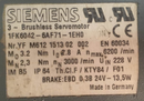 Siemens-Servomotor 1FK6042-6AF71-1EH0 S/N YF M612 1513 02 002